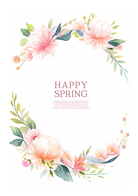 PSD 꽃 분홍색 일러스트 수채화 프레임 사람없음 여름 봄 화사함 꽃프레임 카피스페이스 국내일러스트 식물 계절 컬러 컨셉 공백 파일형식