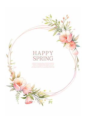 PSD 꽃 분홍색 일러스트 수채화 프레임 사람없음 여름 봄 화사함 꽃프레임 카피스페이스 국내일러스트 식물 계절 컬러 컨셉 공백 파일형식