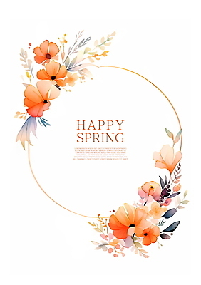 PSD 꽃 일러스트 수채화 프레임 사람없음 여름 주황색 봄 화사함 꽃프레임 카피스페이스 국내일러스트 식물 계절 컬러 컨셉 공백 파일형식