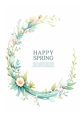 PSD 꽃 일러스트 수채화 프레임 사람없음 여름 봄 화사함 꽃프레임 민트색 카피스페이스 국내일러스트 식물 계절 컬러 컨셉 공백 파일형식