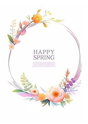 PSD 꽃 일러스트 수채화 프레임 사람없음 여름 봄 화사함 꽃프레임 카피스페이스 국내일러스트 식물 계절 컨셉 공백 파일형식