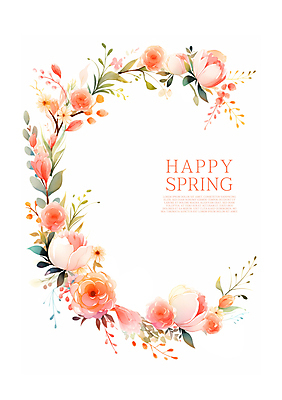 PSD 꽃 분홍색 일러스트 수채화 프레임 사람없음 여름 봄 화사함 꽃프레임 카피스페이스 국내일러스트 식물 계절 컬러 컨셉 공백 파일형식