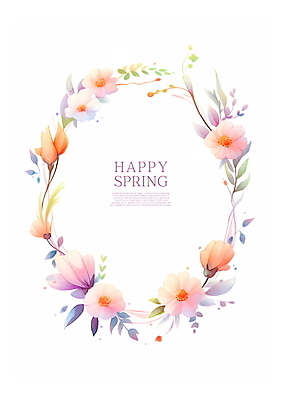 PSD 꽃 일러스트 수채화 프레임 사람없음 여름 봄 화사함 꽃프레임 카피스페이스 국내일러스트 식물 계절 컨셉 공백 파일형식