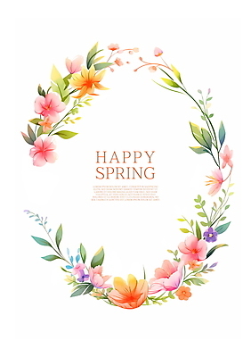 PSD 꽃 일러스트 수채화 프레임 사람없음 여름 봄 화사함 꽃프레임 카피스페이스 국내일러스트 식물 계절 컨셉 공백 파일형식