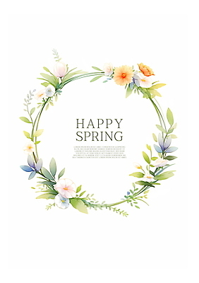 PSD 꽃 일러스트 수채화 프레임 사람없음 여름 봄 화사함 꽃프레임 카피스페이스 국내일러스트 식물 계절 컨셉 공백 파일형식