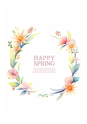 PSD 꽃 일러스트 수채화 프레임 사람없음 여름 봄 화사함 꽃프레임 카피스페이스 국내일러스트 식물 계절 컨셉 공백 파일형식