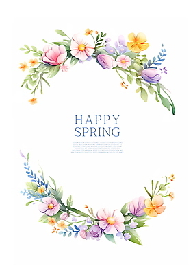 PSD 꽃 일러스트 수채화 프레임 사람없음 여름 봄 화사함 꽃프레임 카피스페이스 국내일러스트 식물 계절 컨셉 공백 파일형식