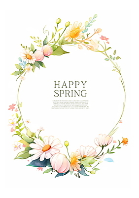 PSD 꽃 일러스트 수채화 프레임 사람없음 여름 봄 화사함 꽃프레임 카피스페이스 국내일러스트 식물 계절 컨셉 공백 파일형식