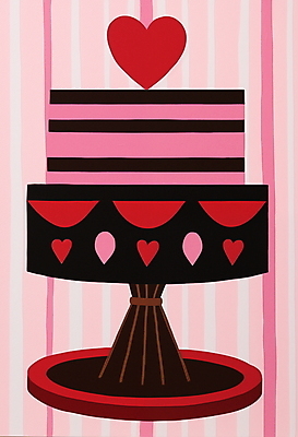 JPG 분홍색 일러스트 발렌타인데이 사람없음 케이크 초콜릿 빈티지 국내일러스트 AI일러스트 AI콘텐츠 카드프레임 컬러 컨셉 데이이벤트 디저트 프레임 파일형식