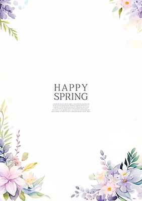 PSD 꽃 일러스트 수채화 프레임 사람없음 여름 보라색 봄 풀잎 꽃프레임 카피스페이스 여름배경 봄배경 국내일러스트 식물 계절 컬러 백그라운드 잎 공백 풀_식물 파일형식