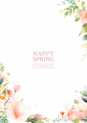 PSD 꽃 분홍색 일러스트 수채화 프레임 사람없음 여름 봄 풀잎 꽃프레임 카피스페이스 여름배경 봄배경 국내일러스트 식물 계절 컬러 백그라운드 잎 공백 풀_식물 파일형식