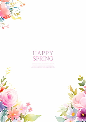 PSD 꽃 분홍색 일러스트 수채화 프레임 사람없음 여름 봄 풀잎 꽃프레임 카피스페이스 여름배경 봄배경 국내일러스트 식물 계절 컬러 백그라운드 잎 공백 풀_식물 파일형식