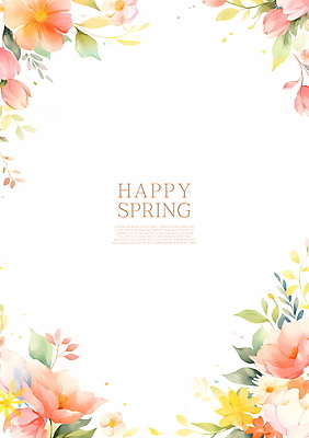 PSD 꽃 분홍색 일러스트 수채화 프레임 사람없음 여름 봄 풀잎 꽃프레임 카피스페이스 여름배경 봄배경 국내일러스트 식물 계절 컬러 백그라운드 잎 공백 풀_식물 파일형식