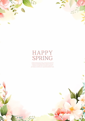 PSD 꽃 분홍색 일러스트 수채화 프레임 사람없음 여름 봄 풀잎 꽃프레임 카피스페이스 여름배경 봄배경 국내일러스트 식물 계절 컬러 백그라운드 잎 공백 풀_식물 파일형식