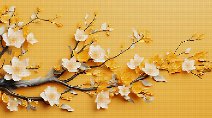 JPG 편집이미지 백그라운드 봄꽃 사람없음 노란색 봄 벚꽃 디지털합성 픽셀 편집소스 편집실사 계절 꽃 컬러 CG 파일형식