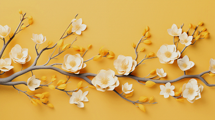 JPG 편집이미지 백그라운드 봄꽃 사람없음 노란색 봄 벚꽃 디지털합성 픽셀 편집소스 편집실사 계절 꽃 컬러 CG 파일형식