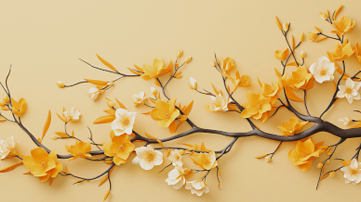 JPG 편집이미지 백그라운드 봄꽃 사람없음 노란색 봄 벚꽃 디지털합성 픽셀 편집소스 편집실사 계절 꽃 컬러 CG 파일형식