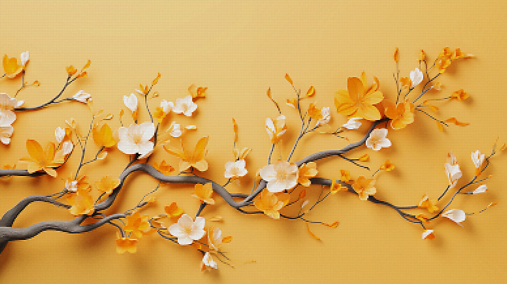 JPG 편집이미지 백그라운드 봄꽃 사람없음 노란색 봄 벚꽃 디지털합성 픽셀 편집소스 편집실사 계절 꽃 컬러 CG 파일형식