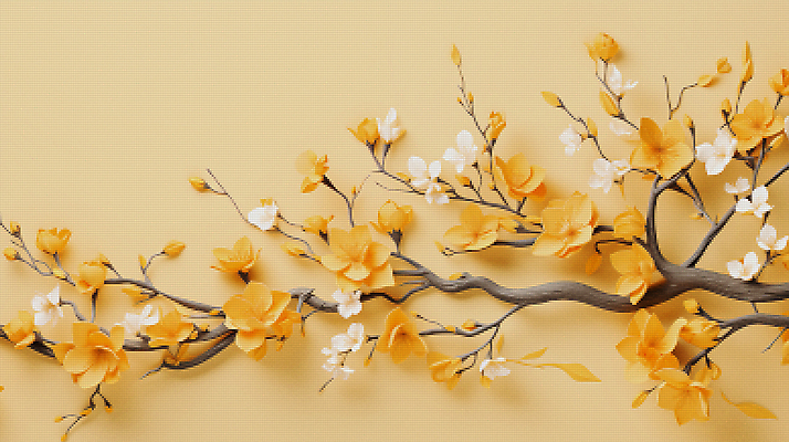 JPG 편집이미지 백그라운드 봄꽃 사람없음 노란색 봄 벚꽃 디지털합성 픽셀 편집소스 편집실사 계절 꽃 컬러 CG 파일형식