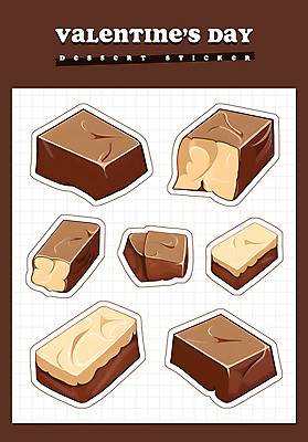 PSD 음식 스티커 일러스트 디저트 발렌타인데이 사람없음 세트 갈색 초콜릿 엘리먼트 화이트초콜릿 2025년 생초콜릿 트렌드컬러 국내일러스트 모카무스 컬러 데이이벤트 연도 파일형식