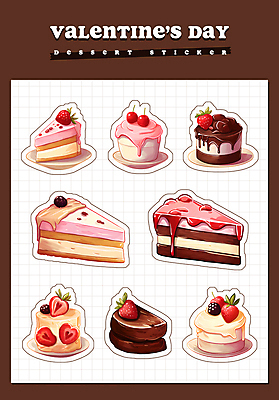 PSD 접시 열매 음식 빵 스티커 과일 일러스트 딸기 디저트 발렌타인데이 사람없음 세트 갈색 케이크 체리 조각케이크 컵케이크 베리 초코케이크 브라우니 엘리먼트 국내일러스트 식물 식기 컬러 데이이벤트 파일형식