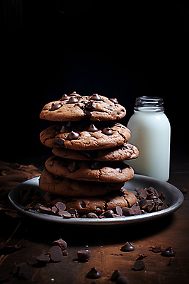 JPG 편집이미지 접시 음식 사람없음 갈색 쌓기 쿠키 초콜릿 우유 달콤 우유병 초코칩 초코칩쿠키 편집실사 AI포토 AI콘텐츠 식기 컬러 모션 병_용기 디저트 유제품 맛 CG 초코쿠키 파일형식