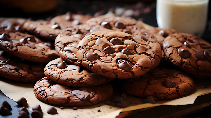 JPG 편집이미지 음식 사람없음 갈색 쿠키 초콜릿 우유 달콤 초코칩 초코칩쿠키 종이호일 편집실사 AI포토 AI콘텐츠 컬러 디저트 유제품 맛 CG 초코쿠키 파일형식