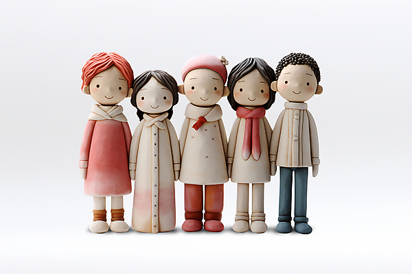 전신 PSD 편집이미지 여자 남자 어린이 인형 서기 소녀 소년 여러명 겨울옷 클레이아트 어린이만 이미지편집 옷 다수 겨울 모션 사람 공예 점토 파일형식