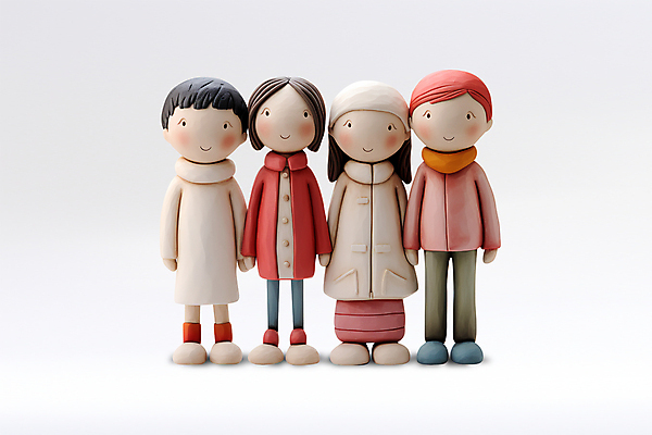 전신 PSD 편집이미지 여자 남자 어린이 인형 서기 소녀 소년 여러명 겨울옷 클레이아트 어린이만 이미지편집 옷 다수 겨울 모션 사람 공예 점토 파일형식