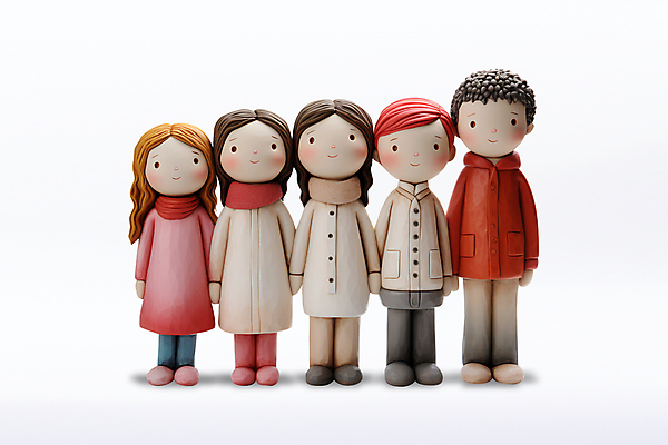 전신 PSD 편집이미지 여자 남자 어린이 인형 서기 소녀 소년 여러명 겨울옷 클레이아트 어린이만 이미지편집 옷 다수 겨울 모션 사람 공예 점토 파일형식