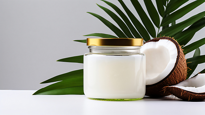 JPG 편집이미지 사람없음 뷰티 화장품 오일 피부 디지털합성 코코넛 천연 보습 코코넛오일 목업 편집실사 AI포토 AI콘텐츠 음식 과일 신체부위 오일_음식 CG 파일형식