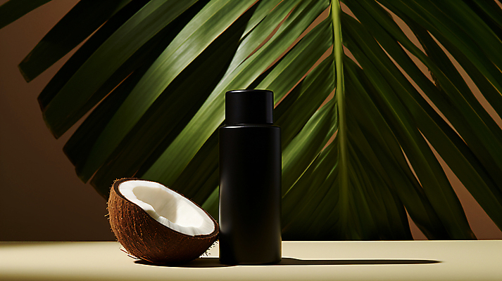 JPG 편집이미지 사람없음 뷰티 화장품 오일 피부 디지털합성 코코넛 천연 보습 코코넛오일 목업 편집실사 AI포토 AI콘텐츠 음식 과일 신체부위 오일_음식 CG 파일형식