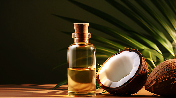 JPG 편집이미지 사람없음 뷰티 화장품 오일 피부 디지털합성 코코넛 천연 보습 코코넛오일 목업 편집실사 AI포토 AI콘텐츠 음식 과일 신체부위 오일_음식 CG 파일형식