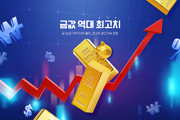 PSD 편집이미지 화살표 사람없음 빨간색 파란색 황금 가격 사회이슈 상승 금괴 금돼지 이미지편집 컬러 컨셉 돼지 파일형식