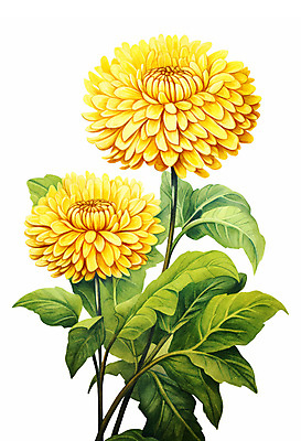 PSD 식물 꽃 일러스트 수채화 국화 사람없음 노란색 국내일러스트 컬러 파일형식