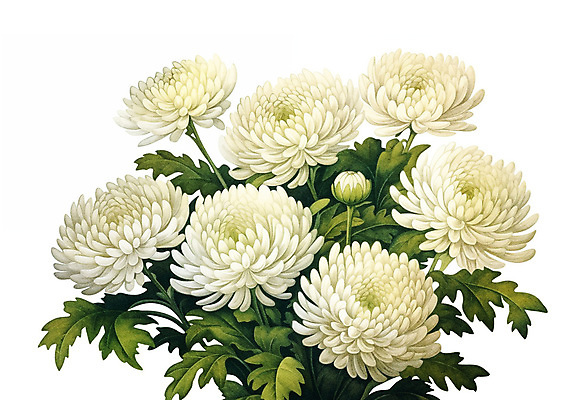 PSD 식물 꽃 일러스트 수채화 국화 사람없음 흰색 국내일러스트 컬러 파일형식