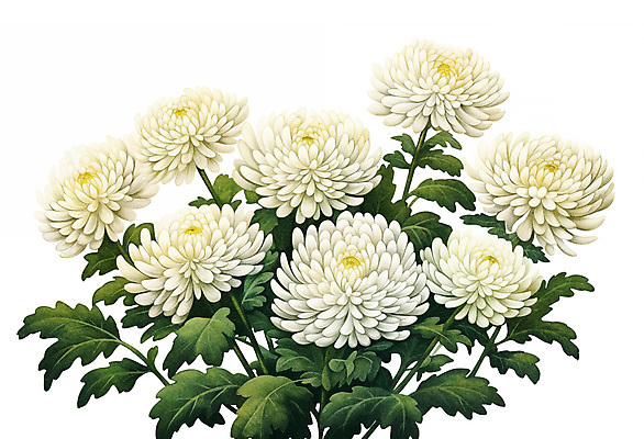 PSD 식물 꽃 일러스트 수채화 국화 사람없음 흰색 국내일러스트 컬러 파일형식