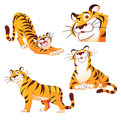 동물 캐릭터 여러마리 일러스트 사람없음 호랑이 아빠 만화 애니메이션 카툰스타일 월간캐릭터 일러캐릭터 AI파일 다수 포유류 가족 파일형식 벡터