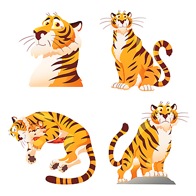 동물 캐릭터 할아버지 여러마리 일러스트 사람없음 호랑이 만화 애니메이션 카툰스타일 월간캐릭터 일러캐릭터 AI파일 노년 남자 다수 포유류 파일형식 벡터