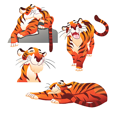 동물 캐릭터 할머니 여러마리 일러스트 사람없음 호랑이 만화 애니메이션 카툰스타일 월간캐릭터 일러캐릭터 AI파일 여자 노년 다수 포유류 파일형식 벡터