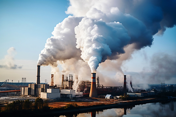 JPG 편집이미지 산업 공장 공업 하늘 풍경 공해 사람없음 야외 발전소 공업단지 이산화탄소 편집실사 AI포토 AI콘텐츠 에너지 CG 파일형식