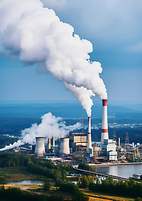 JPG 편집이미지 산업 공장 공업 하늘 풍경 공해 사람없음 야외 발전소 공업단지 이산화탄소 편집실사 AI포토 AI콘텐츠 에너지 CG 파일형식