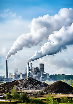 JPG 편집이미지 산업 공장 공업 하늘 풍경 공해 사람없음 야외 발전소 공업단지 이산화탄소 편집실사 AI포토 AI콘텐츠 에너지 CG 파일형식