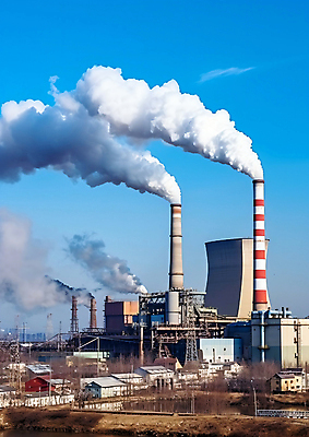 JPG 편집이미지 산업 공장 공업 하늘 풍경 공해 사람없음 야외 발전소 공업단지 이산화탄소 편집실사 AI포토 AI콘텐츠 에너지 CG 파일형식