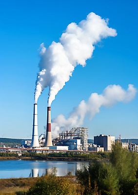 JPG 편집이미지 산업 공장 공업 하늘 풍경 공해 사람없음 야외 발전소 공업단지 이산화탄소 편집실사 AI포토 AI콘텐츠 에너지 CG 파일형식