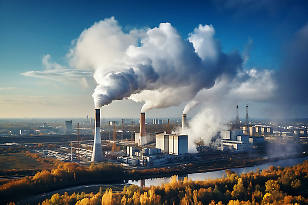 JPG 편집이미지 산업 공장 공업 하늘 풍경 공해 사람없음 야외 발전소 공업단지 이산화탄소 편집실사 AI포토 AI콘텐츠 에너지 CG 파일형식