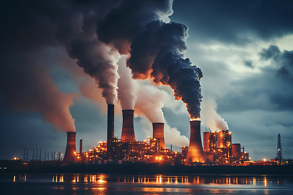 JPG 편집이미지 산업 공장 공업 하늘 풍경 공해 사람없음 야외 발전소 야간 공업단지 이산화탄소 편집실사 AI포토 AI콘텐츠 자연요소 에너지 CG 파일형식