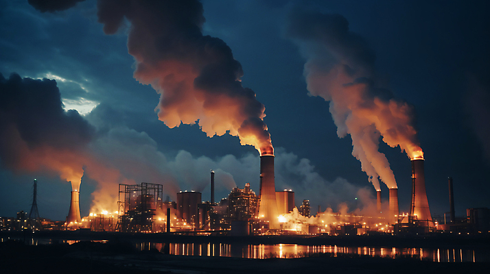 JPG 편집이미지 산업 공장 공업 하늘 풍경 공해 사람없음 야외 발전소 야간 공업단지 이산화탄소 편집실사 AI포토 AI콘텐츠 자연요소 에너지 CG 파일형식