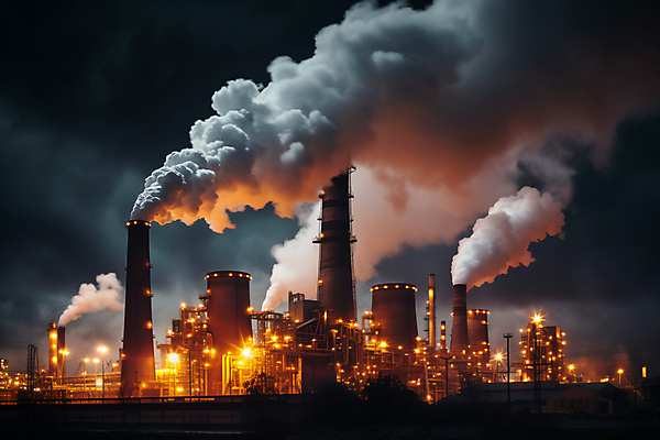 JPG 편집이미지 산업 공장 공업 하늘 풍경 공해 사람없음 야외 발전소 야간 공업단지 이산화탄소 편집실사 AI포토 AI콘텐츠 자연요소 에너지 CG 파일형식