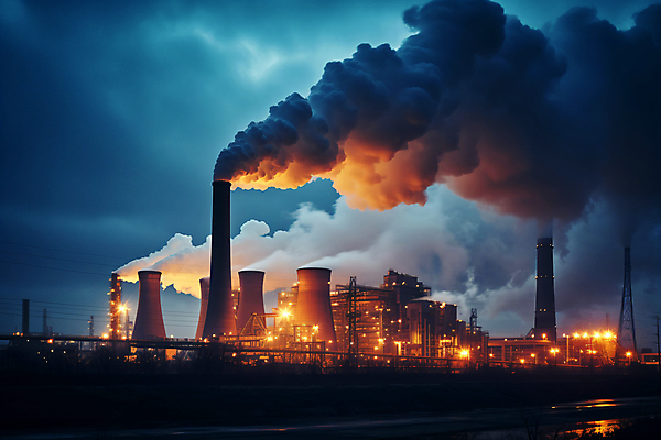 JPG 편집이미지 산업 공장 공업 하늘 풍경 공해 사람없음 야외 발전소 야간 공업단지 이산화탄소 편집실사 AI포토 AI콘텐츠 자연요소 에너지 CG 파일형식